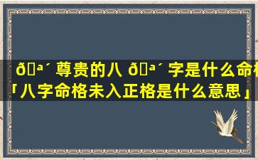 🪴 尊贵的八 🪴 字是什么命格「八字命格未入正格是什么意思」